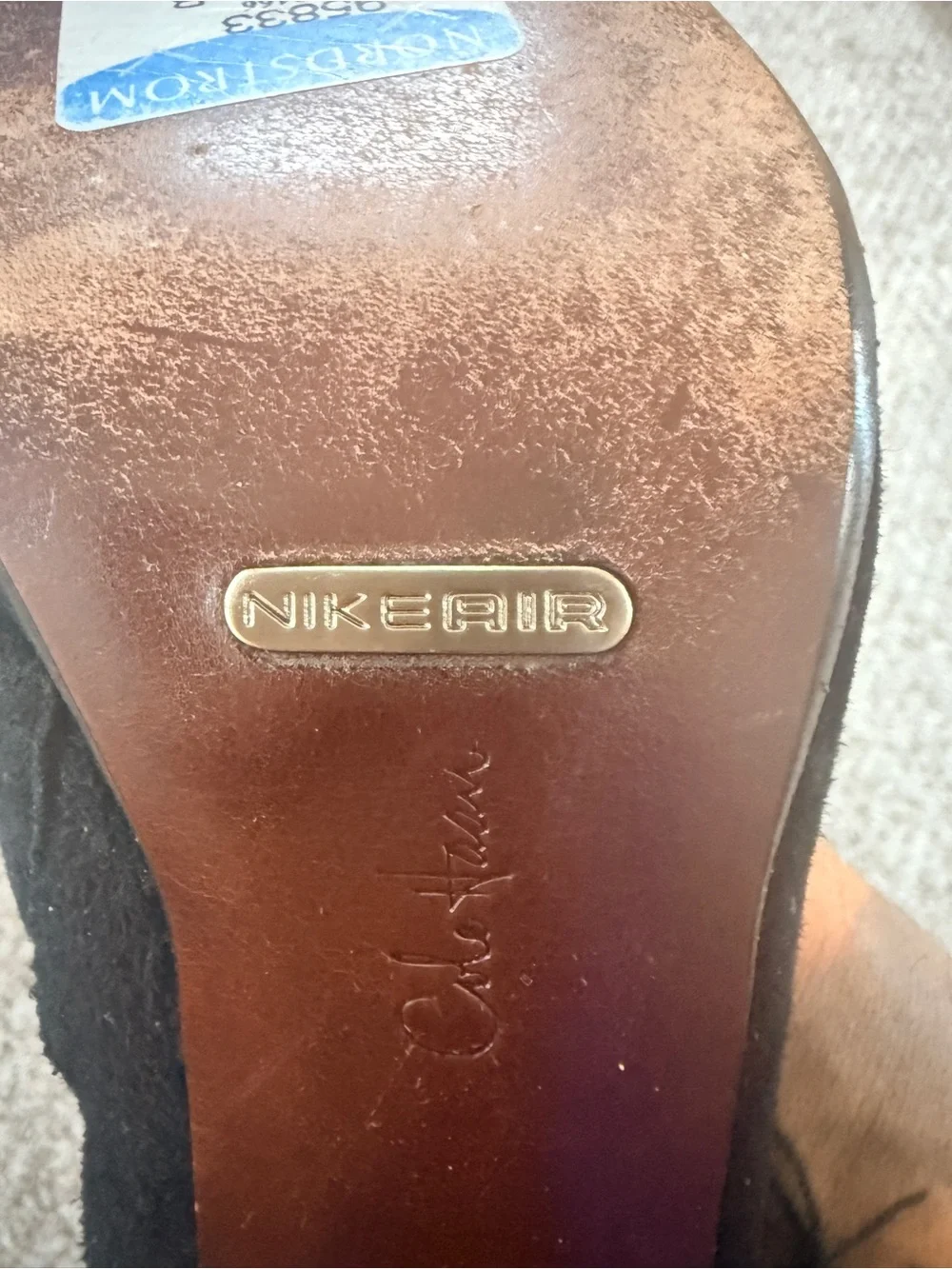 Cole Haan Nike Air Black Mid-Calf Suede Heeled Boots with Buckle Straps